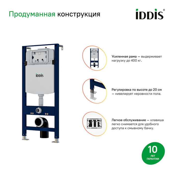 Фото Комплект 3в1: подвесной унитаз, инсталляция и клавиша смыва, IDDIS, BASBI01i73 8