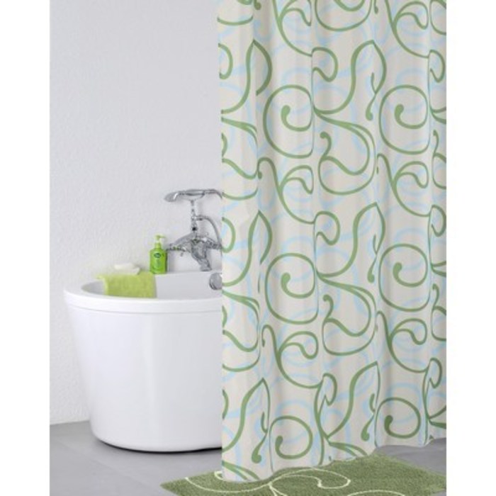Фото Штора для ванной комнаты, 200*200 см, полиэстер, Flower Lace, green, IDDIS, 412P20RI11 0
