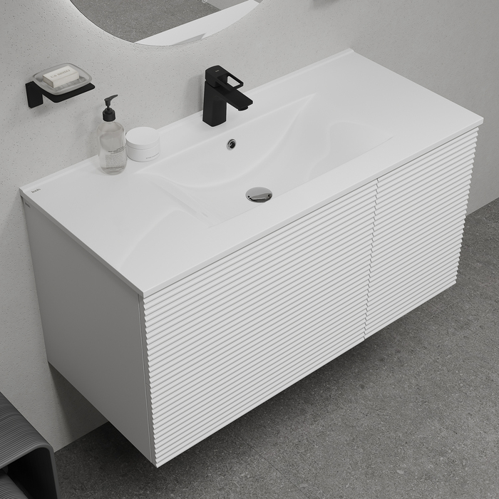 Фото Тумба с умывальником, подвесная, 100 см, белый, Bild, IDDIS, BIL10W0i95K 5