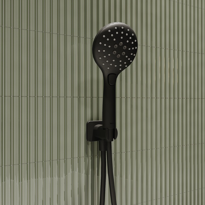 Фото Душевая система скрытого монтажа с тропическим душем и ручным душем, черный матовый, Ray, IDDIS, RAYBL02i67 6