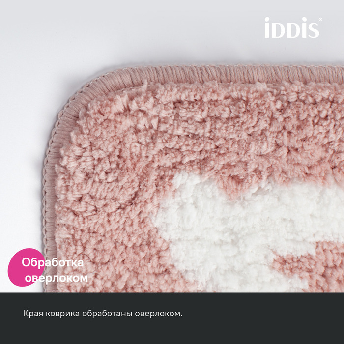 Фото Коврик для ванной комнаты, 50x80, микрофибра, розовый, IDDIS, BPQS01Mi12 5