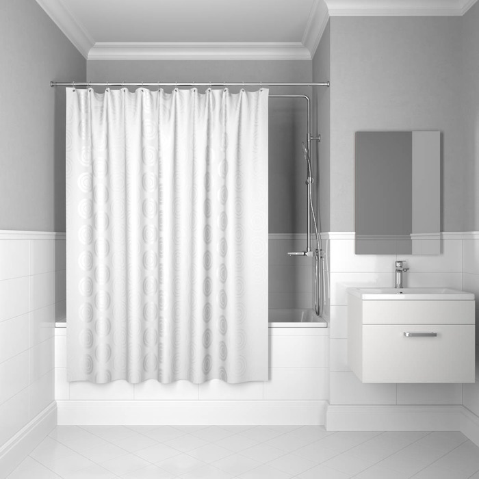 Фото Штора для ванной комнаты, 200*200 см, полиэстер, Chequers, white, IDDIS, 432P20RI11 0