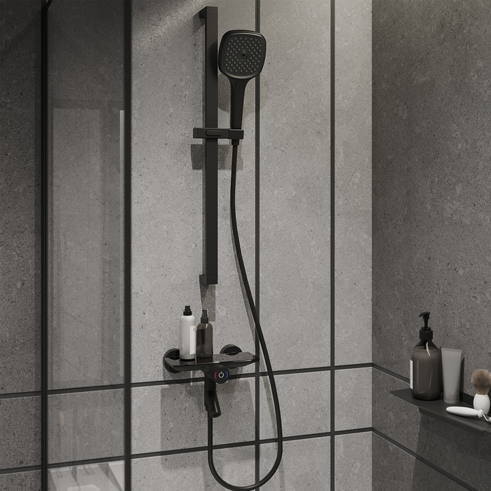 Фото Смеситель для ванны с управлением Push Control, черный матовый, Shelfy, IDDIS, SHEBLBTi02WA 7