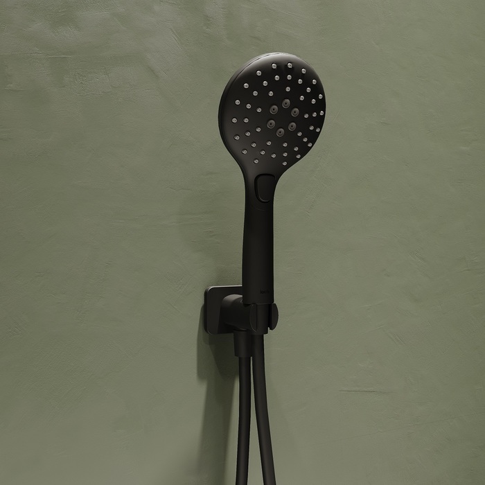 Фото Душевая система скрытого монтажа с тропическим душем и ручным душем, черный матовый, Ray, IDDIS, RAYBL02i67 7