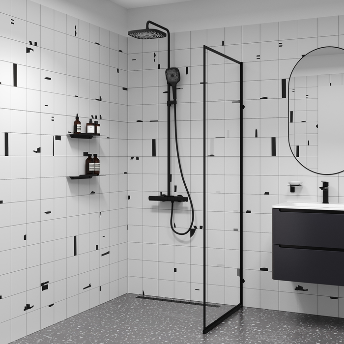 Фото Душевая система с тропическим душем с термостатом, черный матовый, SpaHome, IDDIS, SPHBLTKi06 2