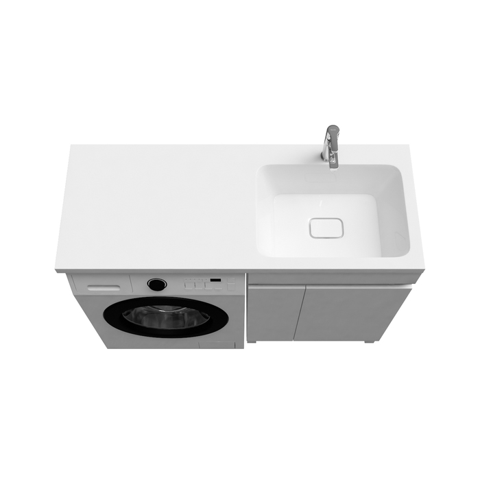 Фото Тумба с умывальником напольная для стиральной машины с дверцами, 120 см, правая, белая, Optima Home, OPH12RDi95K 5