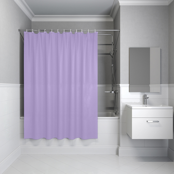 Фото Штора для ванной, 200x180 см, PE, светло-фиолетовый, IDDIS, P08PE18i11 0