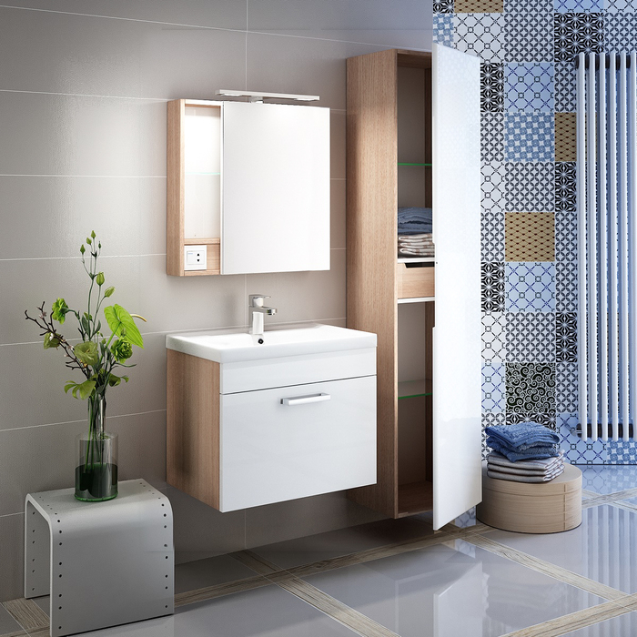 Фото Пенал для ванной комнаты, подвесной, белый, 40 см, Mirro, IDDIS, MIR4000i97 2