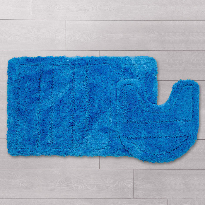 Фото Набор ковриков для ванной комнаты, 60х90 + 50х50 см, микрофибра, Blue Landscape, IDDIS, 241M590i13 1