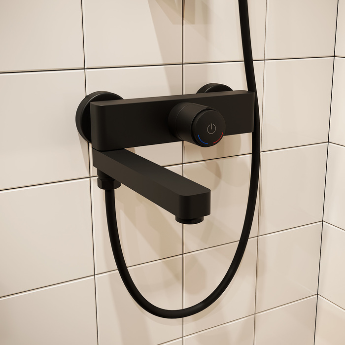Фото Смеситель для ванны с управлением Push Control, черный матовый, Slide, IDDIS, SLIBLBTi02WA 2