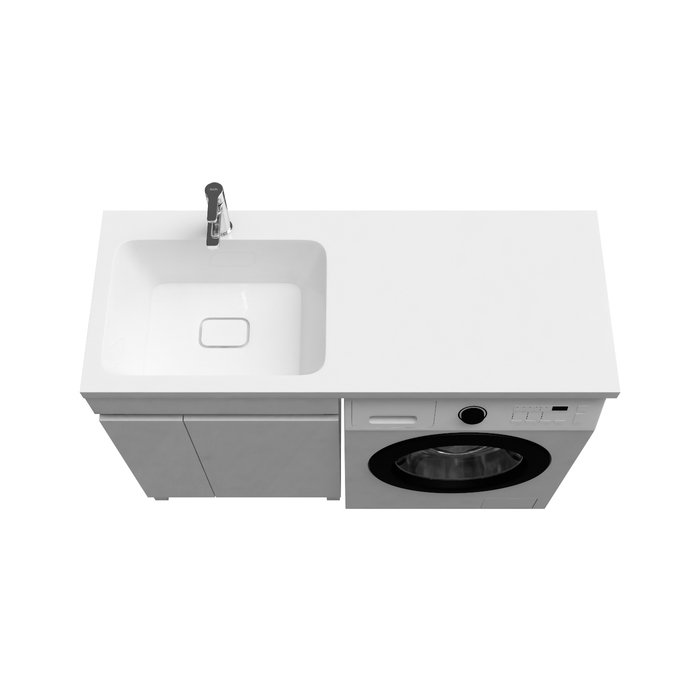 Фото Тумба с умывальником напольная для стиральной машины с дверцами, 120 см, левая, белая, Optima Home, OPH12LDi95K 3