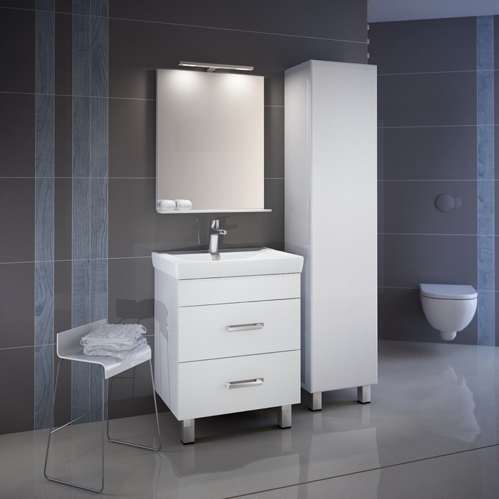 Фото Тумба для ванной комнаты, напольная, белая, 55 см, Custo, IDDIS, CUS55W0i95. Подходит умывальник 0045500i28 2