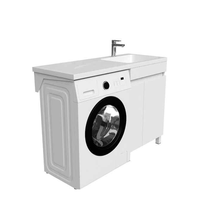 Фото Тумба с умывальником напольная для стиральной машины с дверцами, 120 см, правая, белая, Optima Home, OPH12RDi95K 4