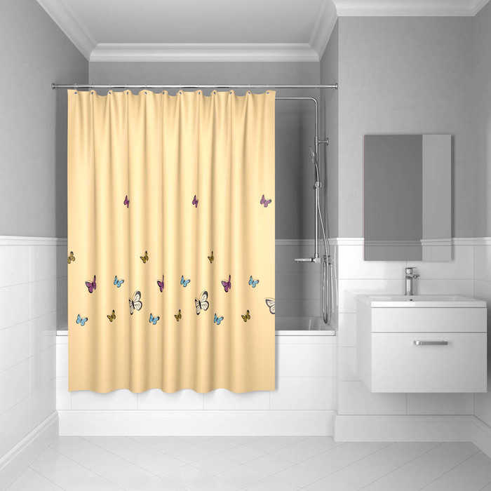 Фото Штора для ванной комнаты, 200*200 см, полиэстер, yellow butterfly, IDDIS, SCID033P 0