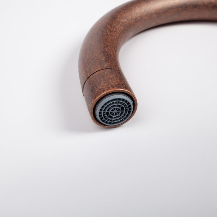 Фото Излив для смесителя, кухня, J-образный, нерж. сталь, 184 мм, поворотный, состаренная медь, IDDIS, 995J18AC5SM 3