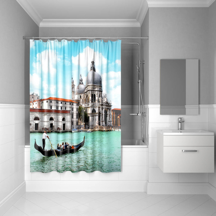 Фото Штора для ванной комнаты, 180*200 см, полиэстер, Venice moments, Blue, IDDIS, 540P18Ri11 0