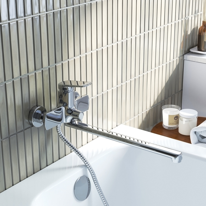 Фото Cмеситель для ванны с длинным изливом и керамическим дивертором, Esper, IDDIS, ESPSB00i10WA 1