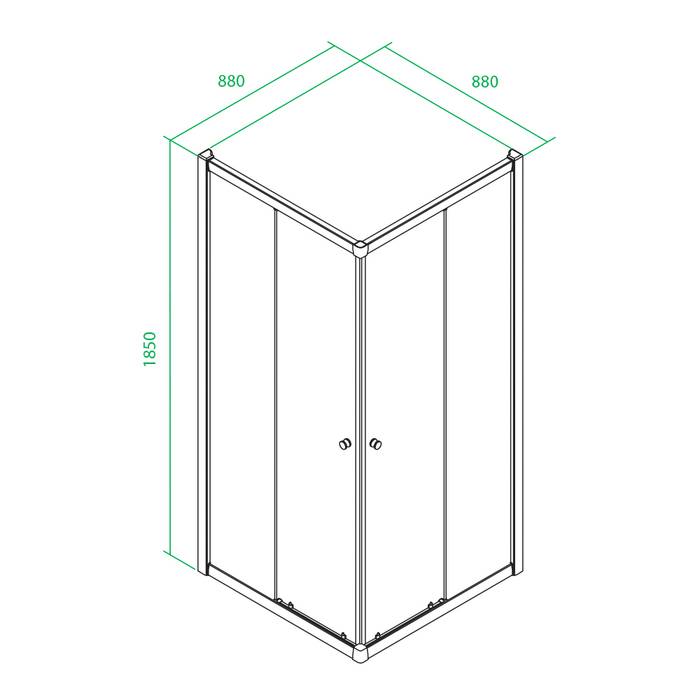 Фото Дверки душевые квадратные, шелк, шелк, стекло матовое, поддон низкий, 90x90x185 см, IDDIS Mirro M10S099i23 1