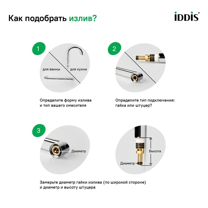 Фото Излив для смесителя, ванна, L-образный, нерж. сталь, 140 мм, поворотный, черный, IDDIS, 995L14B2SM 2