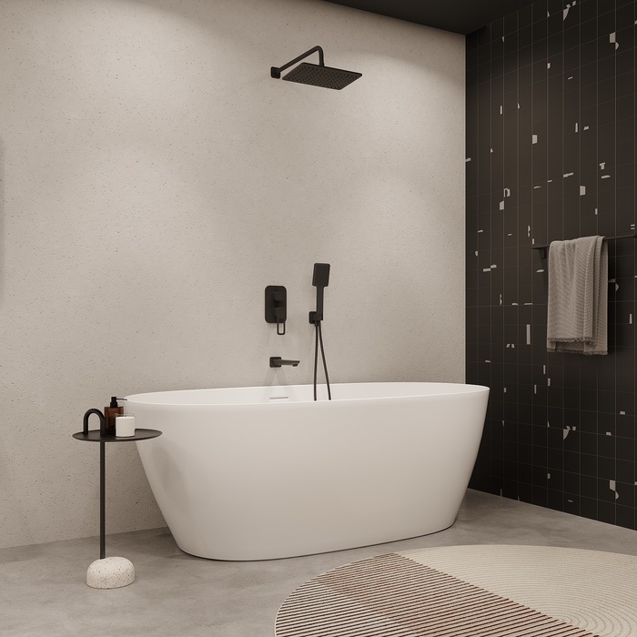 Фото Душевая система с тропическим душем, ручным душем и изливом, черный матовый, Slide, IDDIS, SLIBL03i68 1