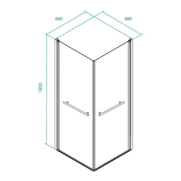 Фото Дверки душевые, квадратные, глянцевый хром, стекло прозрачное, поддон низкий, 90*90*185 см, Elansa, IDDIS, E10S099i23 2
