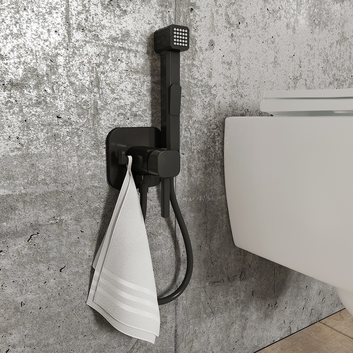 Фото Встраиваемый смеситель с гигиеническим душем,матовый черный, IDDIS, 004BLS0i08 2