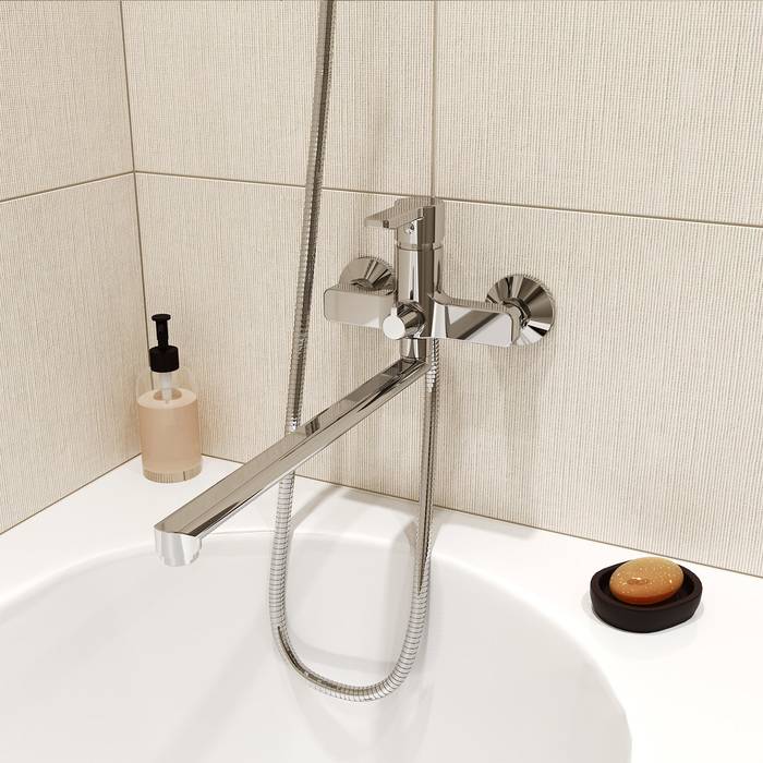 Фото Смеситель для ванны с длинным изливом с керамическим дивертором, IDDIS Sena SENSBL2i10WA 1