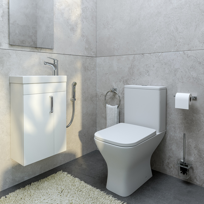 Фото Тумба с умывальником для ванной комнаты, подвесная, белая, 40 см, Torr, IDDIS, TOR40W1i95K 3