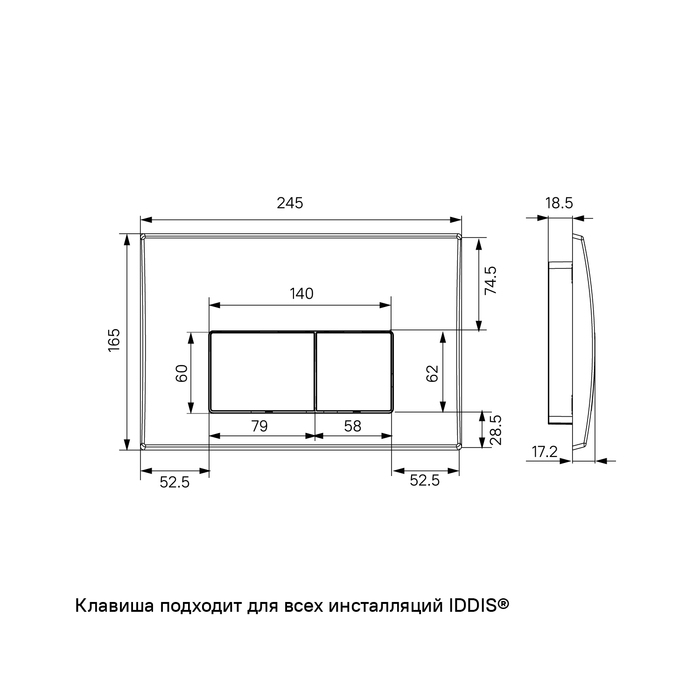 Фото Клавиша смыва, универсальная, хром глянцевый, Optima Home, IDDIS, OPH10G0i77 1